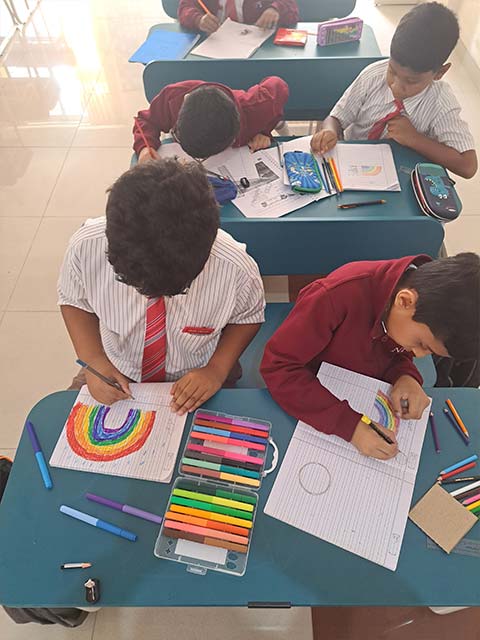 Drawing anfd colouring the rainbow - 4